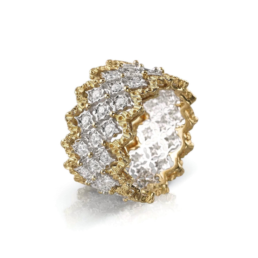 Buccellati Ramage 0.47ctw Diamond Ring 18k White Yellow Gold Sz 5.5 Floral  Band - Etsy